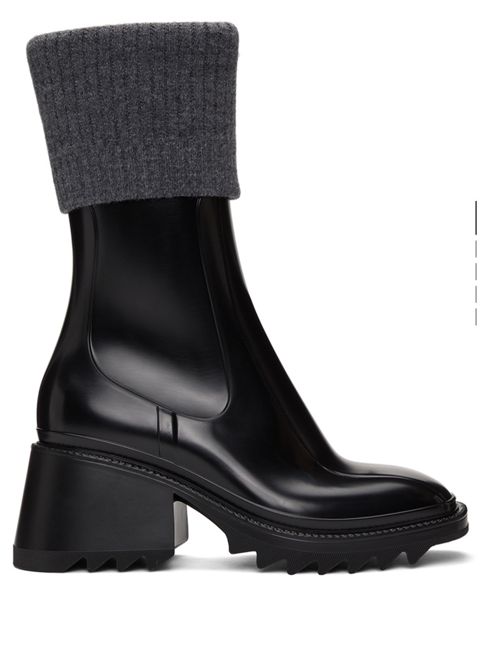 Chloé Black Patent Chunky-Heel Chelsea Rain Boot